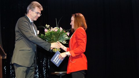 Begruessung Professorin durch Professur