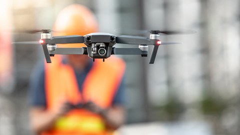 Drone over city