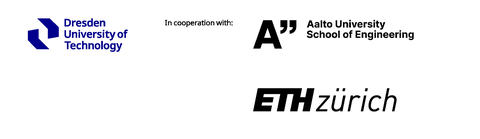 The picture shows the logo of TU Dresden, Aalto University, School of Engineering and ETH Zürich.
