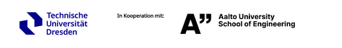 Das Bild zeigt das Logo der TU Dresden und der Aalto University, School of Engineering.
