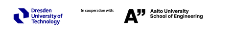 The picture shows the logo of TU Dresden and Aalto University, School of Engineering.