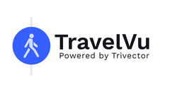 Das Bild zeigt das Logo der App „TravelVu“. 