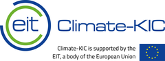 Das Bild zeigt das Logo von EIT Climate-KIC, unterstützt von der EU.