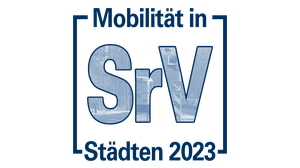 Das Bild zeigt das Logo der Erhebung "Mobilität in Städten – SrV 2023".