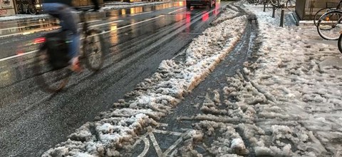 Mangelhafter Winterdienst auf Radverkehrsanlagen