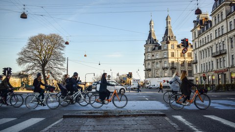 Cyclists in the city of Copenhagen