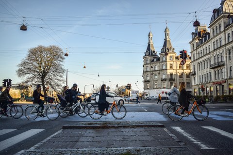 Cyclists in the city of Copenhagen