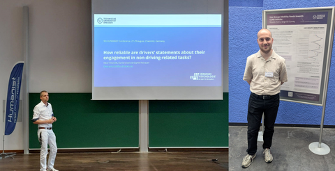 Tibor Petzoldt während seines Vortrags und David Schackmann bei seiner Posterpräsentation