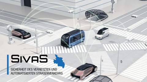 Grafik mit vernetzten Fahrzeugen