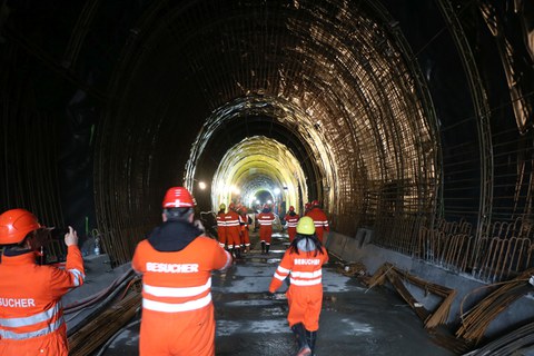 Visiting a tunnel construction site as part of an excursion to Switzerland