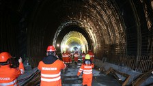 Visiting a tunnel construction site as part of an excursion to Switzerland