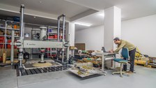 View into the railroad construction laboratory with the servo-hydraulic testing machine ZWICK HB 160