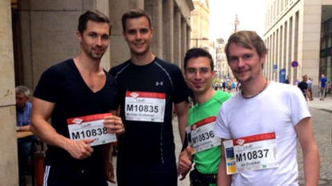 Unser Team zur Rewe Challenge 2016: Marc Janka, Michael Graßmann, Stephan Fuhrmann, Jan Endrikat (v. l. n. r.)