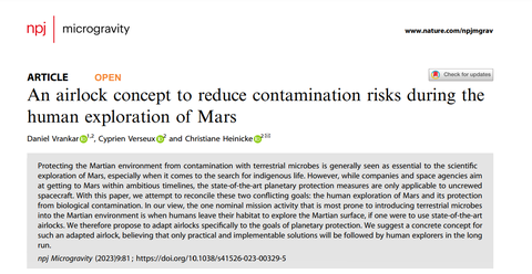 Abstrakt des Papiers "An airlock concept to reduce contamination risks during the human exploration of Mars