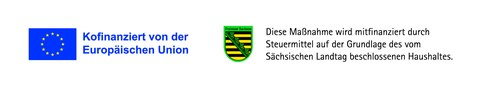 EU-Logo und Freistaat Sachsen