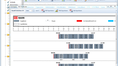 Screenshot of the shift plan creation of DB regio with SINA.