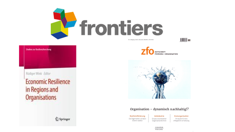 Logo der Zeitschriften "frontiers", "zfo" und "Economic Resilience in Regions and Organisations"