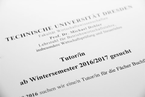 Ausschreibung - Tutor/in für Buchführung und Jahresabschluss WS 2016/17