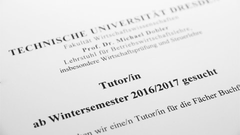 Ausschreibung - Tutor/in für Buchführung und Jahresabschluss WS 2016/17