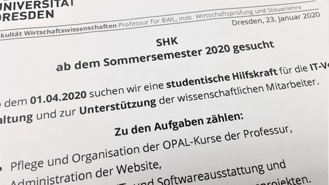 Ausschreibung SHK IT SoSe 2020