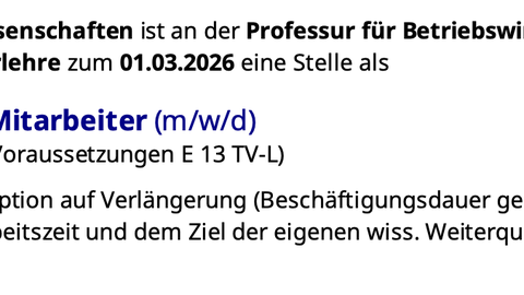 Ausschreibung wiss. Mitarbeiter:in