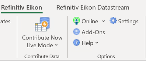 Eikon Excel Status