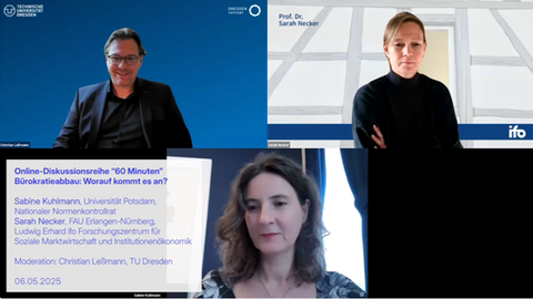 Zu sehen sind 3 Personen in einem Zoom-Meeting