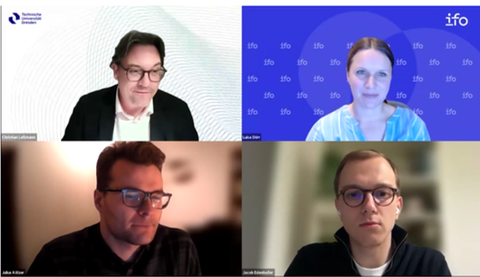 Zu sehen sind die Teilnehmer einer Online-Diskussion der 60 Minuten Reihe 