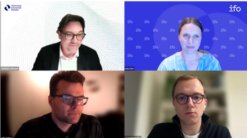 Zu sehen sind die Teilnehmer einer Online-Diskussion der 60 Minuten Reihe 