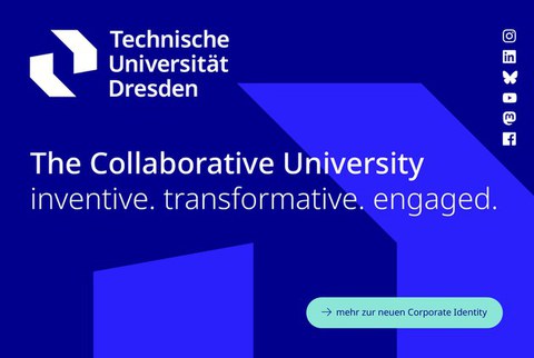 Zu sehen ist das neue Corporate Design der TUD