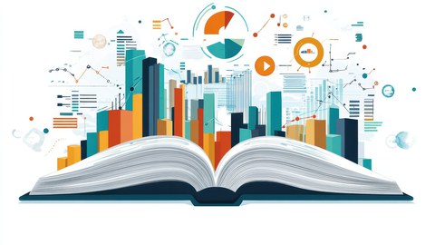 Zu sehen ist eine Grafik einer Stadt, die aus einem Buch hervorgeht