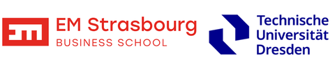 Zu sehen sind die Logos der Uni in Strasbourg und Dresden 