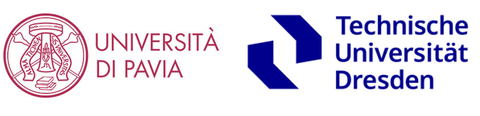 Zu sehen ist das Logo der Uni in Pavia und das Logo der TUD
