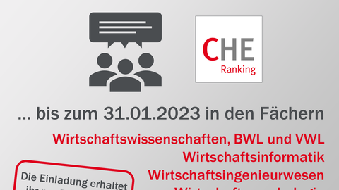 DAs ist der Aufruf zur Teilnahme am CHE Ranking 2023