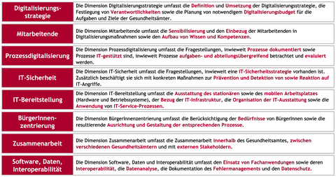 Dimensionen des ReDiGe-Reifegradmodells