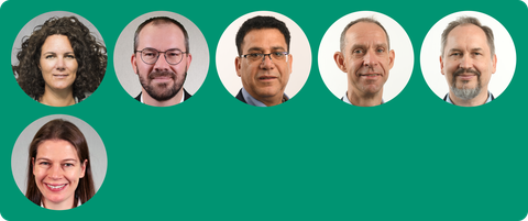 Poträts von Prof. Sigrid Brell-Cokcan, Prof. Martin Claßen, Prof. Chokri Cherif, Prof. Steffen Ihlenfeldt, Prof. Viktor Mechtcherine, Prof. Anke Schmeink
