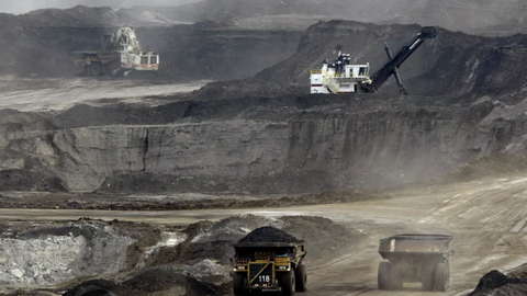 Excavator in a large coal mine