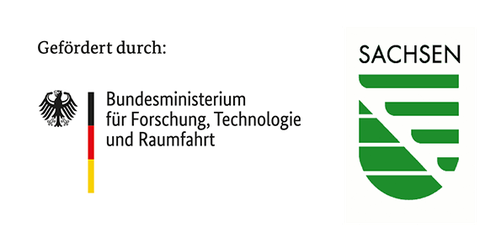 Förderlogo des BMFTR und Landessignet des Freistaats Sachsen (v.l.n.r.)