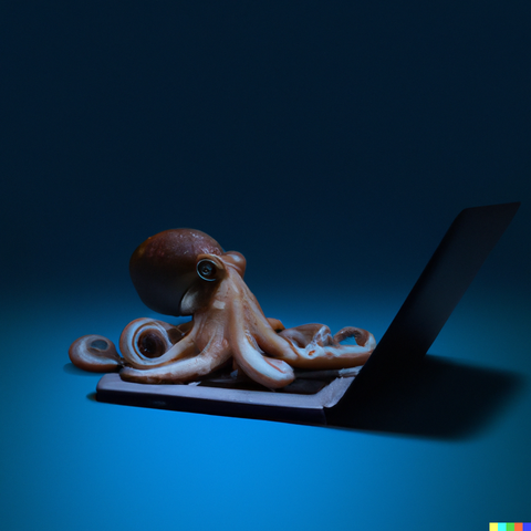 octopus with laptop