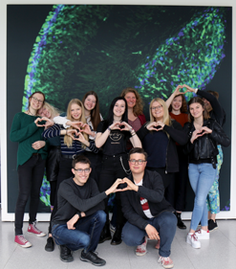 11 students in front of the CRTD banner, internship 2019