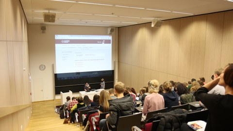 Photo of the CRTD (left) auditorium with students