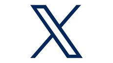 logo of X/Twitter. A big X made of a cross of a single blue line and a bar made of blue lines.