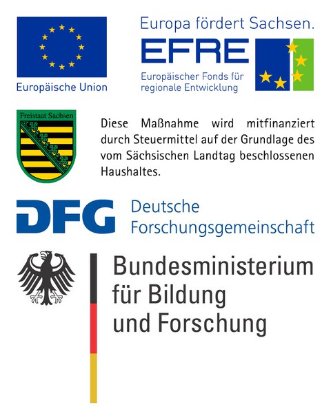 Logos EFRE/EU, Free state Saxony, DFG, BMBF