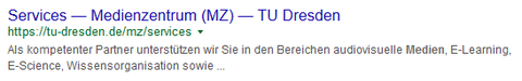 Screenshot eines Suchergebnisses bei Google