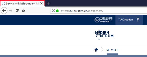 Screenshot einer Tab-Beschriftung