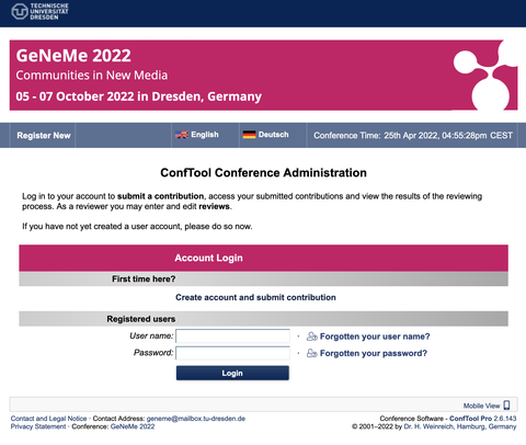 Screenshot of the login interface of the conference management system