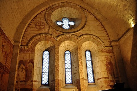 Wandmalereien im Chor der Kapelle von Cressac