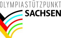 Grafik Logo des Olympiastützpunktes Sachsen mit deutschen und olympischen Farben in Hakenform