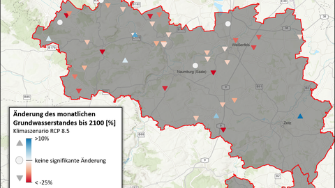 Änderung des monatlichen Grundwasserstandes bis 2100