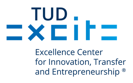 Logo mit Schriftzug: "TUD excite" darunter "Exzellence Center for Innovation, Transfer and Entrepreneurship"